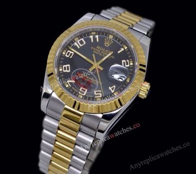Fake Rolex Datejust II Watch 2Tone Black Dial Watch 41mm
